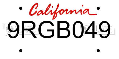 9RGB049 California License Plate