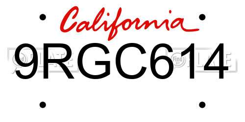 9RGC614 California License Plate