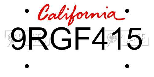 9RGF415 California License Plate