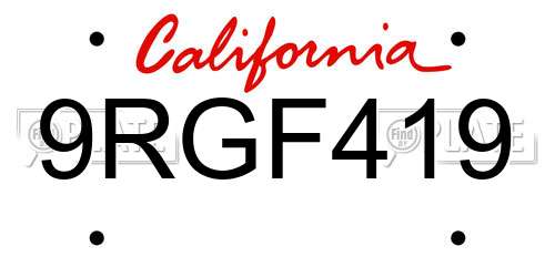9RGF419 California License Plate