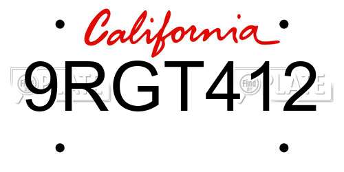 9RGT412 California License Plate