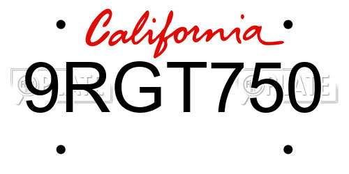 9RGT750 California License Plate