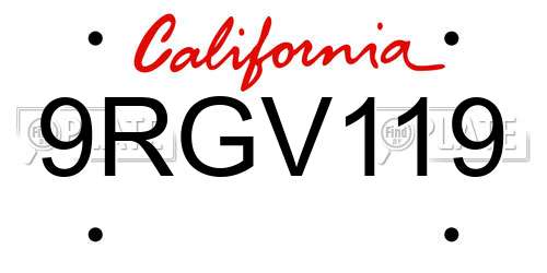 9RGV119 California License Plate