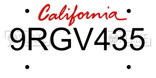 9RGV435 California License Plate