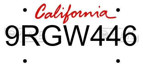 9RGW446 California License Plate