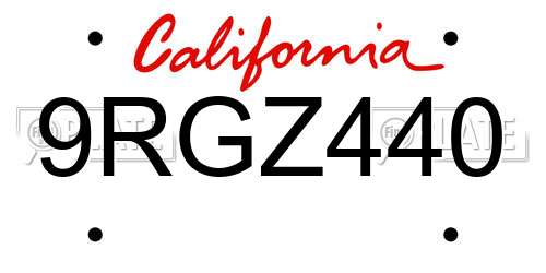 9RGZ440 California License Plate