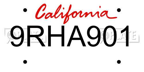 9RHA901 California License Plate
