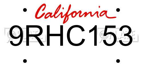9RHC153 California License Plate