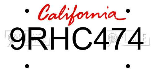9RHC474 California License Plate