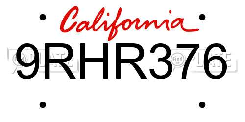 9RHR376 California License Plate
