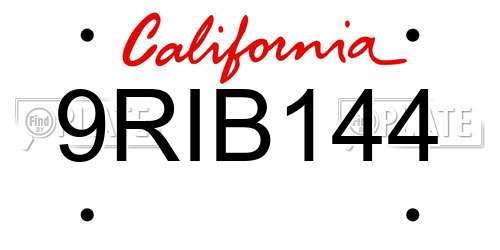 9RIB144 California License Plate