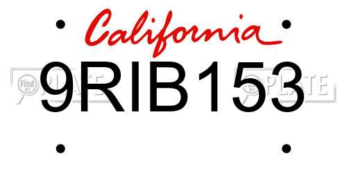 9RIB153 California License Plate