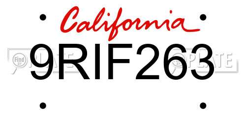 9RIF263 California License Plate