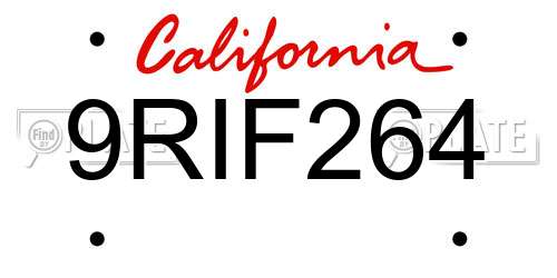 9RIF264 California License Plate
