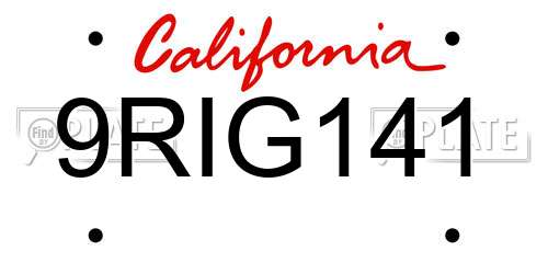 9RIG141 California License Plate