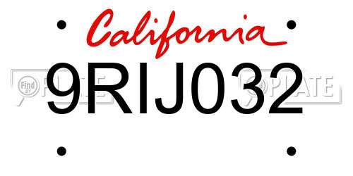 9RIJ032 California License Plate