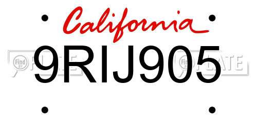 9RIJ905 California License Plate