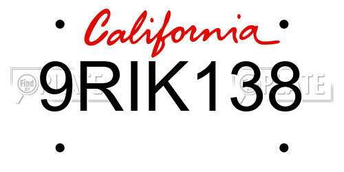 9RIK138 California License Plate