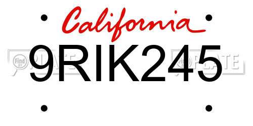 9RIK245 California License Plate