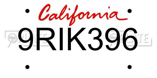 9RIK396 California License Plate