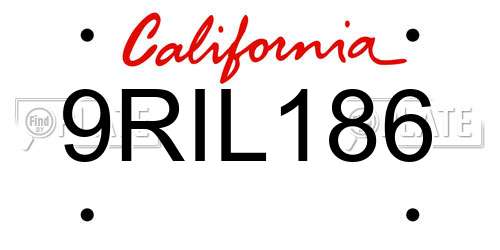 9RIL186 California License Plate