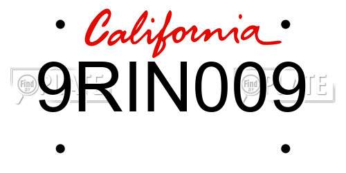 9RIN009 California License Plate