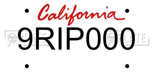 9RIP000 California License Plate