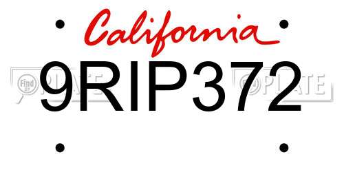 9RIP372 California License Plate