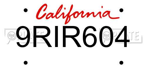 9RIR604 California License Plate