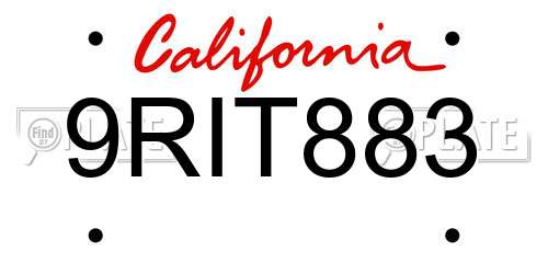 9RIT883 California License Plate