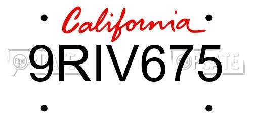 9RIV675 California License Plate