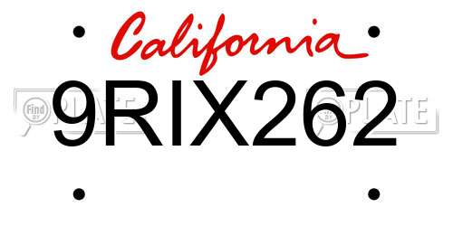 9RIX262 California License Plate