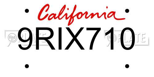 9RIX710 California License Plate