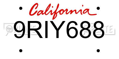 9RIY688 California License Plate