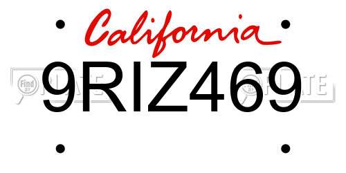 9RIZ469 California License Plate