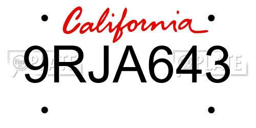 9RJA643 California License Plate