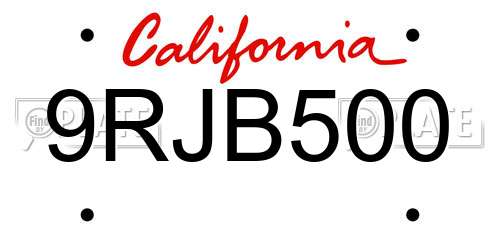 9RJB500 California License Plate