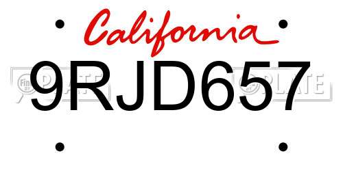 9RJD657 California License Plate