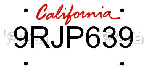 9RJP639 California License Plate