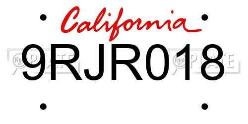 9RJR018 California License Plate