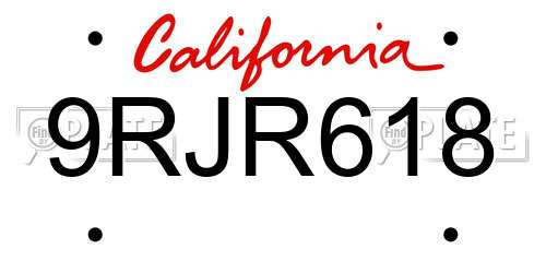 9RJR618 California License Plate
