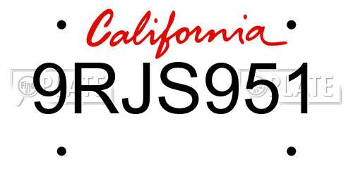 9RJS951 California License Plate