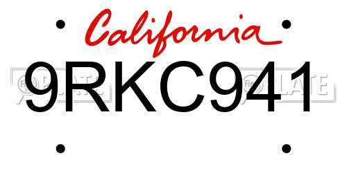 9RKC941 California License Plate