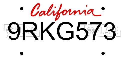 9RKG573 California License Plate