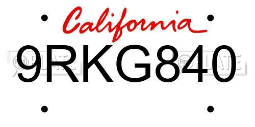 9RKG840 California License Plate