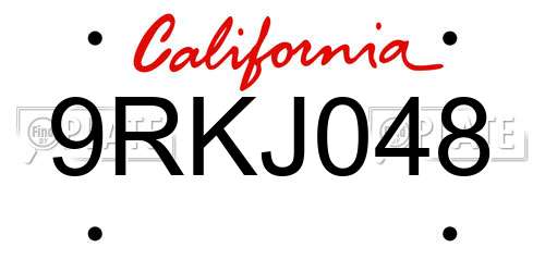 9RKJ048 California License Plate