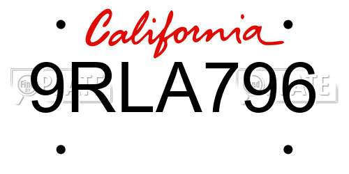 9RLA796 California License Plate