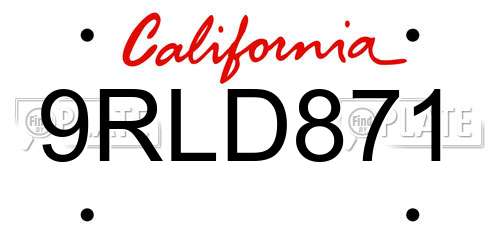 9RLD871 California License Plate