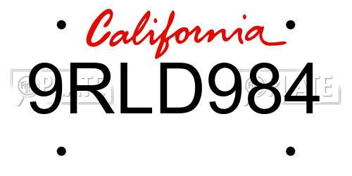 9RLD984 California License Plate