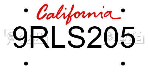 9RLS205 California License Plate
